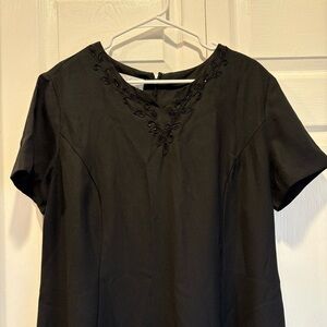 Vintage Sarah Elizabeth Short Sleeve Long Black Dress - Size 16